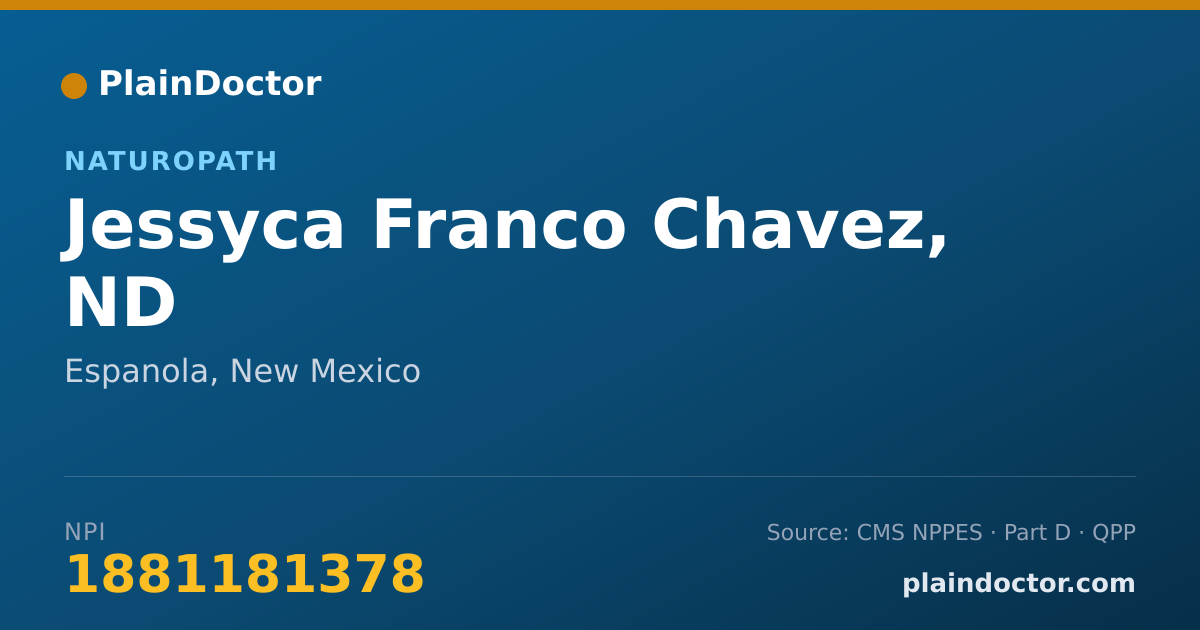 Shareable card for Jessyca Franco Chavez, ND - Naturopath, Espanola, NM
