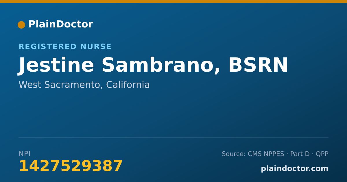 Shareable card for Jestine Sambrano, BSRN - Registered Nurse, West Sacramento, CA