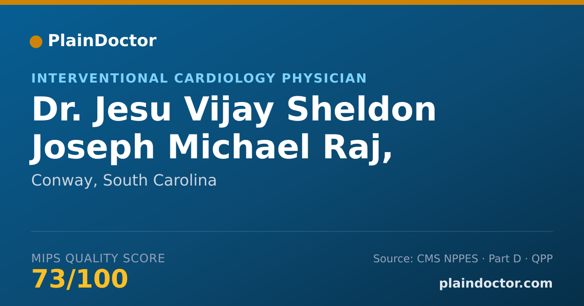 Shareable card for Jesu Vijay Sheldon Joseph Michael Raj, M.D. - Interventional Cardiology Physician, Conway, SC
