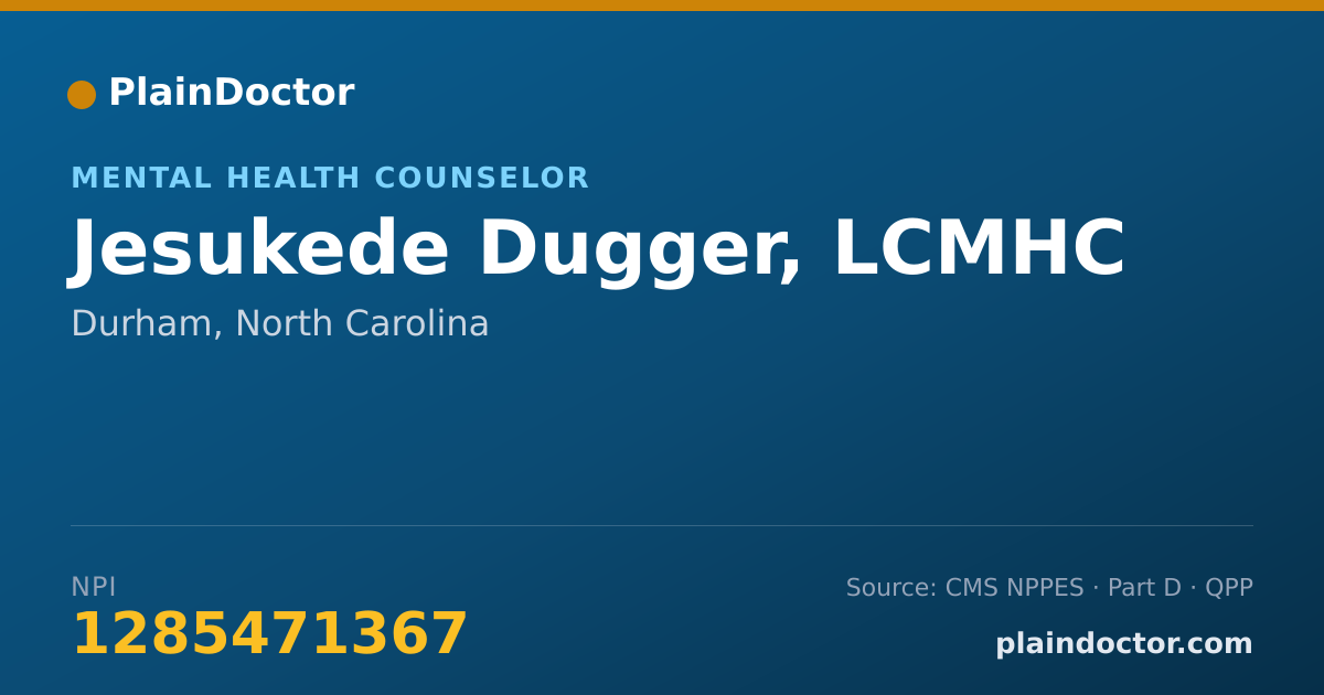 Shareable card for Jesukede Dugger, LCMHC - Mental Health Counselor, Durham, NC