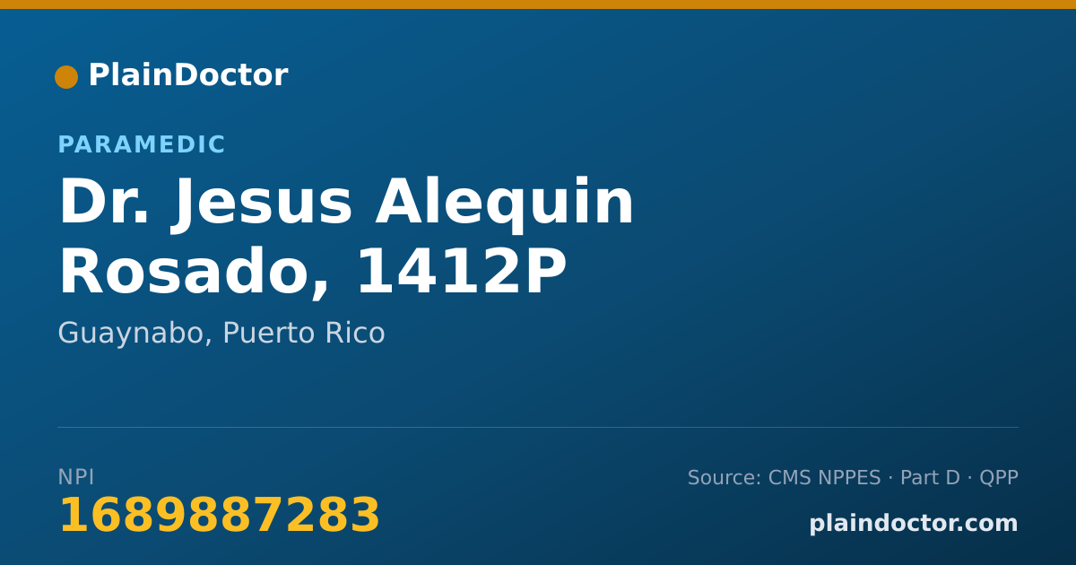 Shareable card for Jesus Alequin Rosado, 1412P - Paramedic, Guaynabo, PR