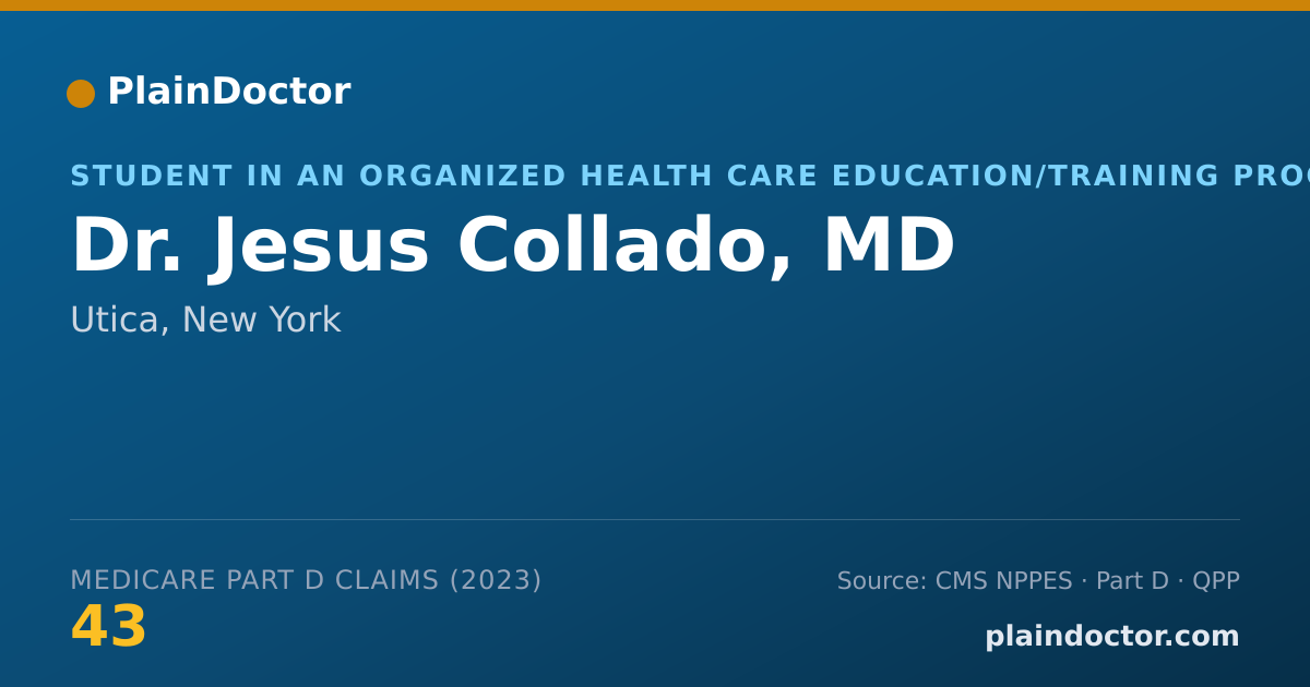 Shareable card for Jesus Collado, MD - Student in an Organized Health Care Education/Training Program, Utica, NY