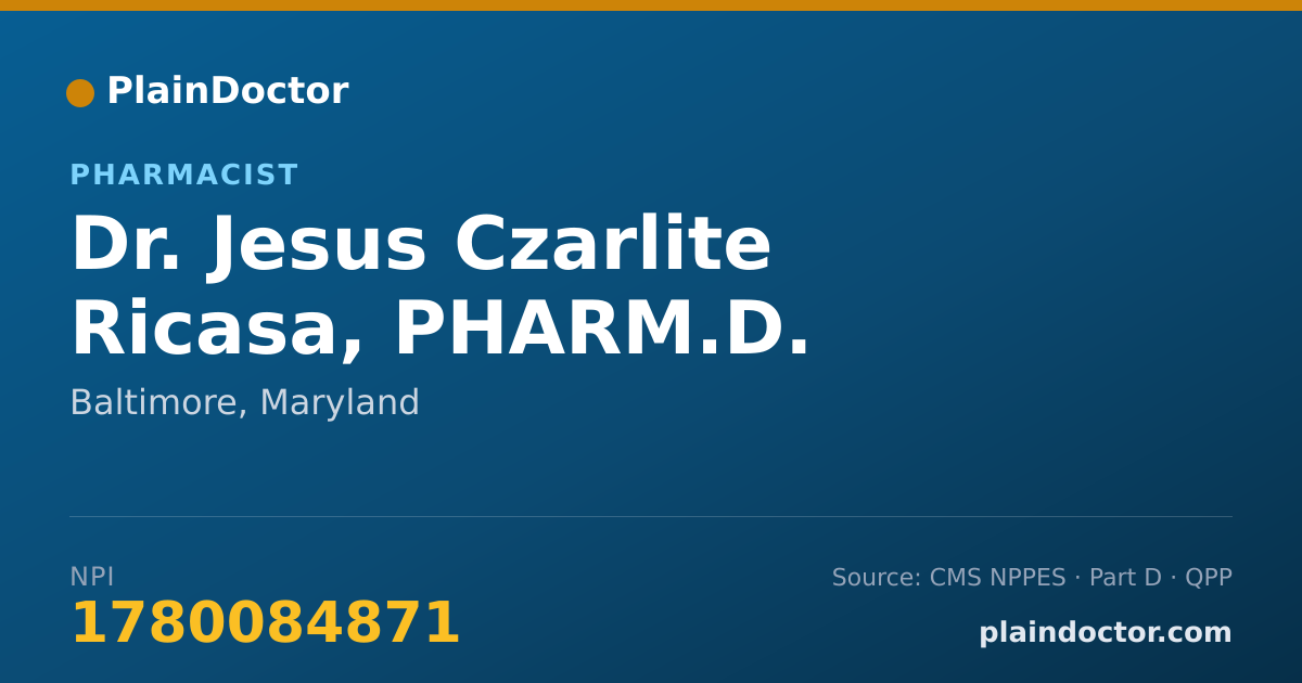 Shareable card for Jesus Czarlite Ricasa, PHARM.D. - Pharmacist, Baltimore, MD