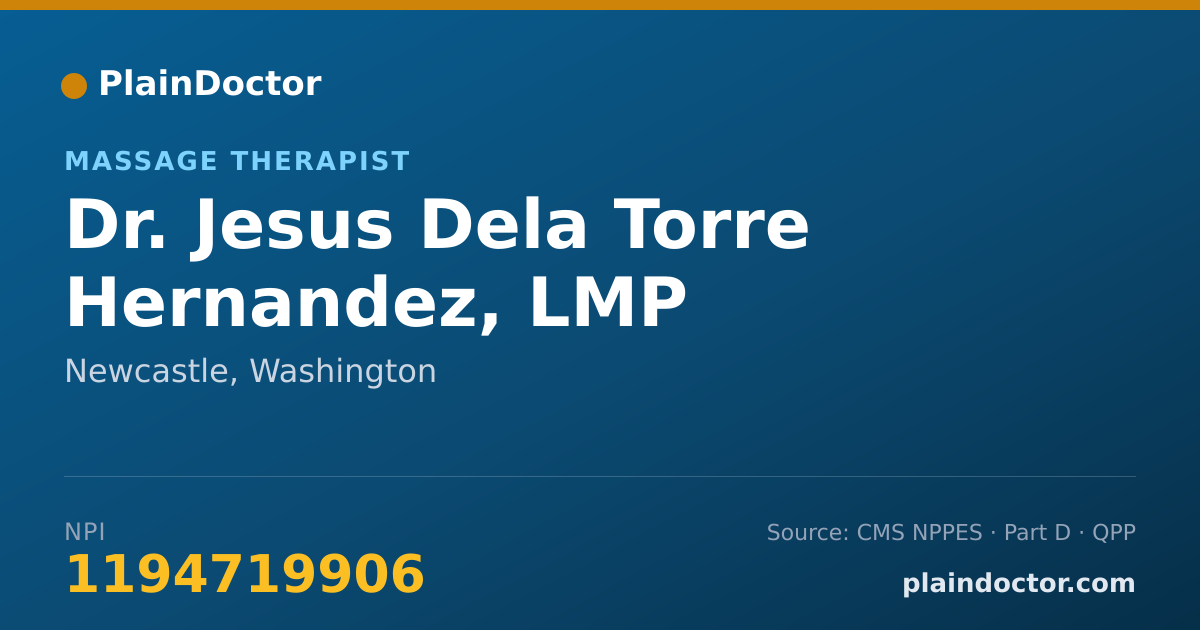 Shareable card for Jesus Dela Torre Hernandez, LMP - Massage Therapist, Newcastle, WA