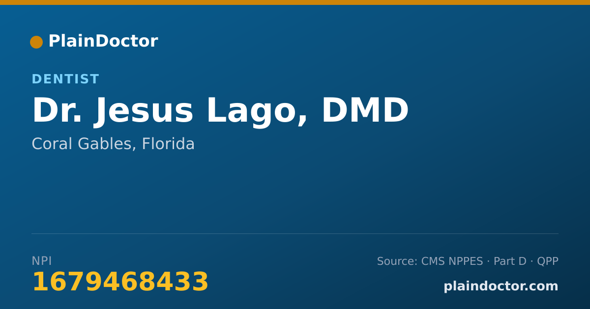 Shareable card for Jesus Lago, DMD - General Practice Dentistry, Coral Gables, FL