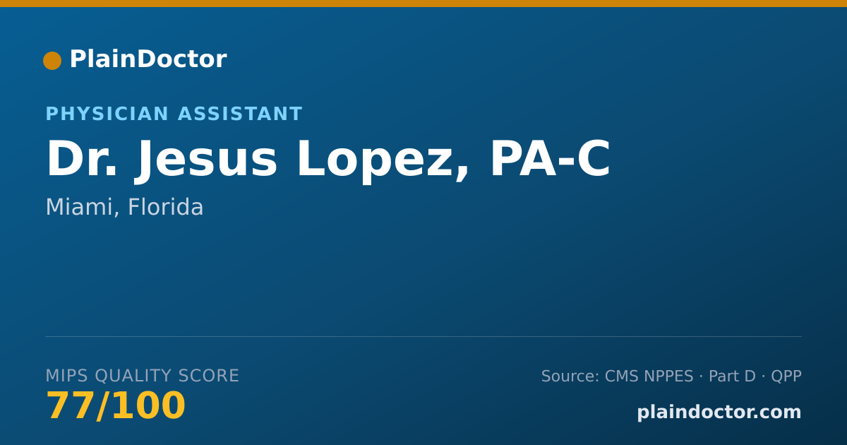 Shareable card for Jesus Lopez, PA-C - Physician Assistant, Miami, FL