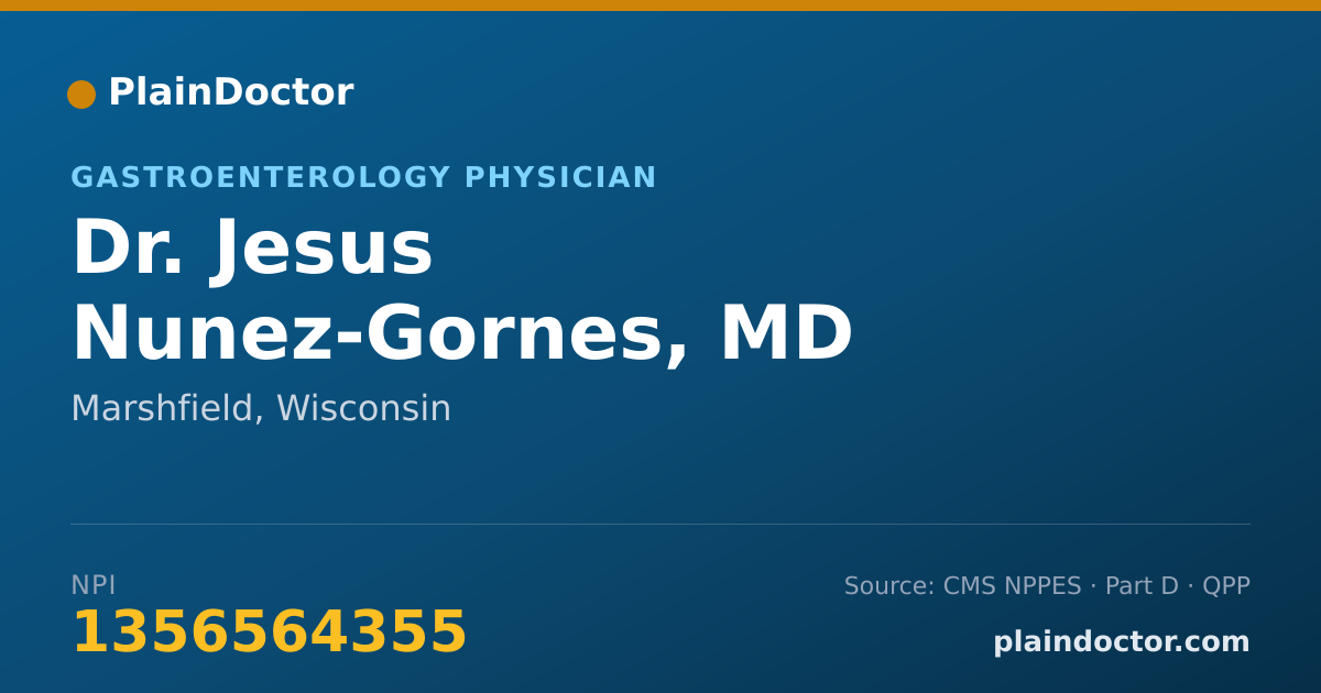 Shareable card for Jesus Nunez-Gornes, MD - Gastroenterology Physician, Marshfield, WI