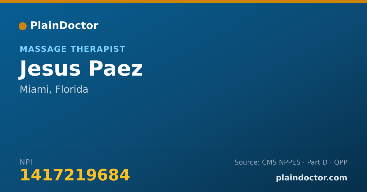 Shareable card for Jesus Paez - Massage Therapist, Miami, FL