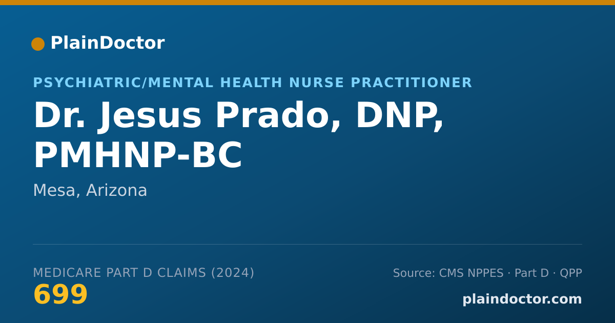 Shareable card for Jesus Prado, DNP, PMHNP-BC - Psychiatric/Mental Health Nurse Practitioner, Mesa, AZ