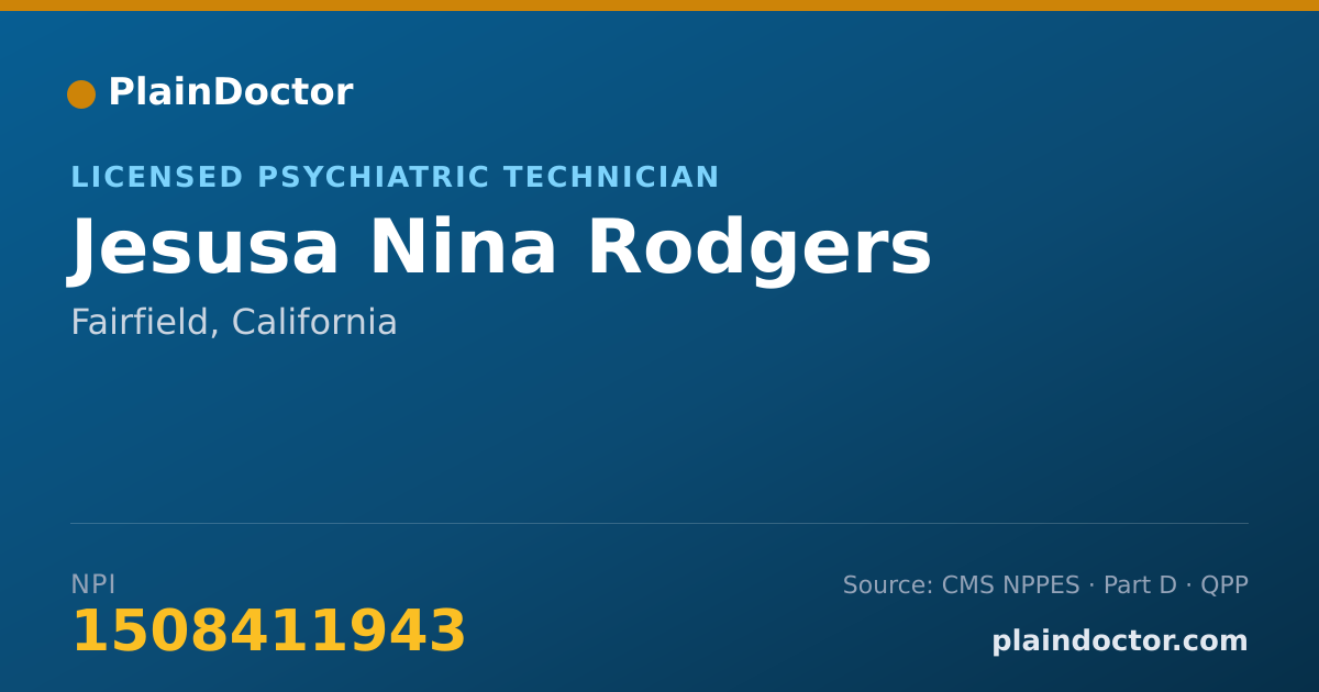 Shareable card for Jesusa Nina Rodgers - Licensed Psychiatric Technician, Fairfield, CA