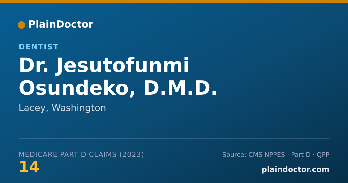 Shareable card for Jesutofunmi Osundeko, D.M.D. - Dentist, Lacey, WA