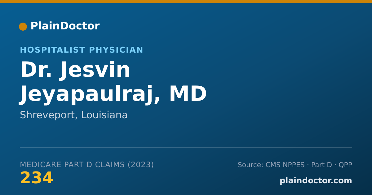 Shareable card for Jesvin Jeyapaulraj, MD - Hospitalist Physician, Shreveport, LA