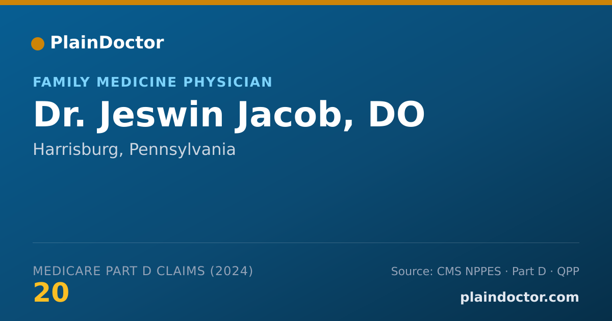 Shareable card for Jeswin Jacob, DO - Family Medicine Physician, Harrisburg, PA