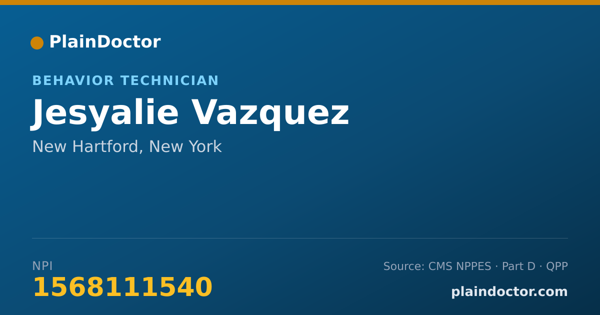 Shareable card for Jesyalie Vazquez - Behavior Technician, New Hartford, NY