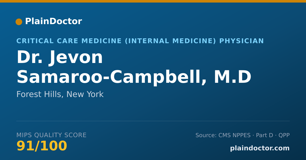 Shareable card for Jevon Samaroo-Campbell, M.D - Critical Care Medicine (Internal Medicine) Physician, Forest Hills, NY