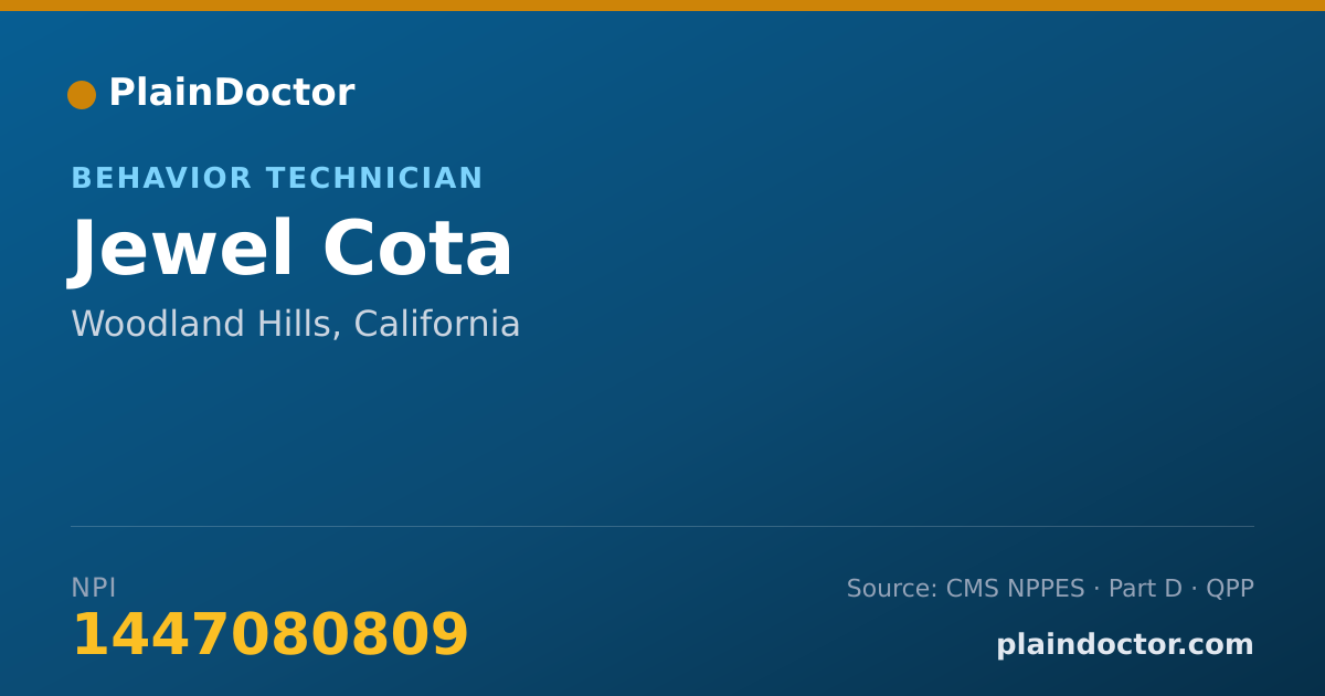 Shareable card for Jewel Cota - Behavior Technician, Woodland Hills, CA