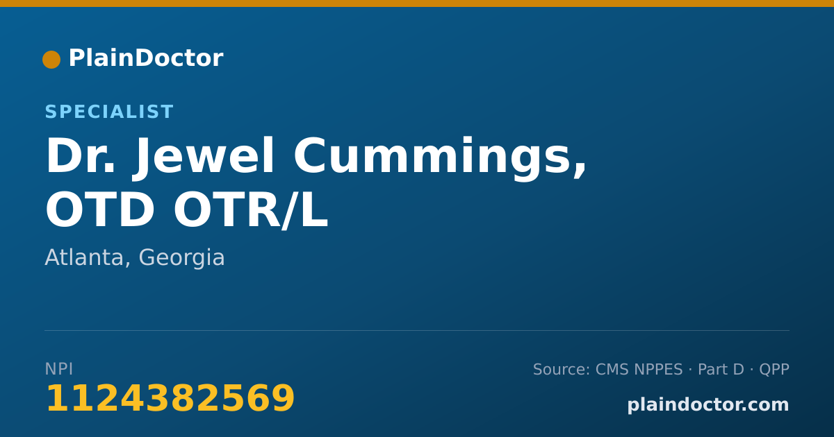 Shareable card for Jewel Cummings, OTD OTR/L - Specialist, Atlanta, GA