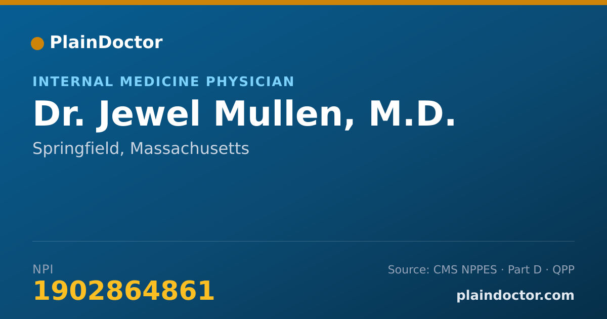 Shareable card for Jewel Mullen, M.D. - Internal Medicine Physician, Springfield, MA