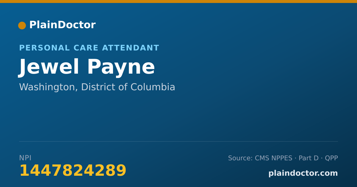 Shareable card for Jewel Payne - Personal Care Attendant, Washington, DC