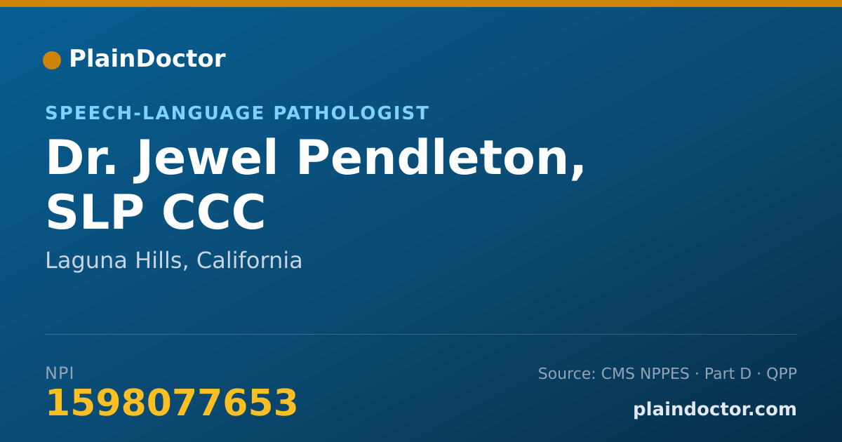 Shareable card for Jewel Pendleton, SLP CCC - Speech-Language Pathologist, Laguna Hills, CA