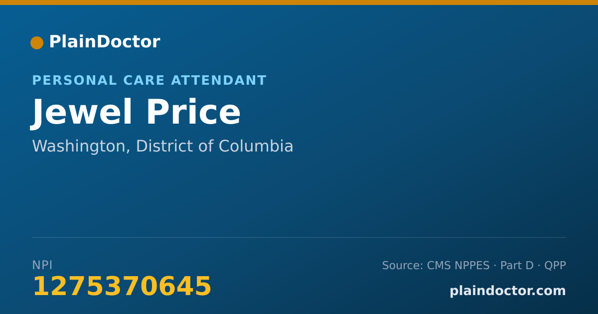 Shareable card for Jewel Price - Personal Care Attendant, Washington, DC