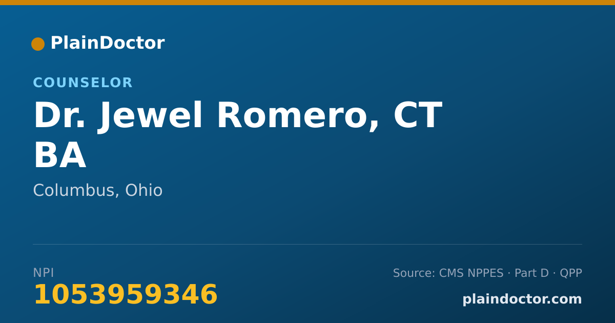 Shareable card for Jewel Romero, CT BA - Counselor, Columbus, OH