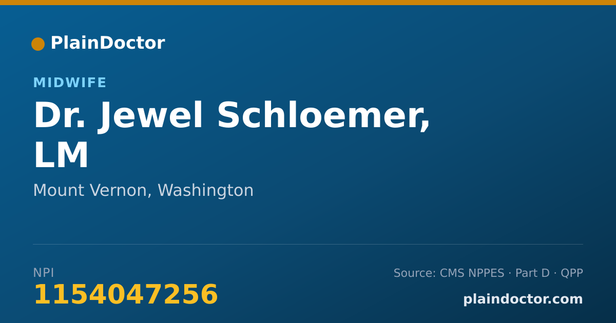 Shareable card for Jewel Schloemer, LM - Midwife, Mount Vernon, WA