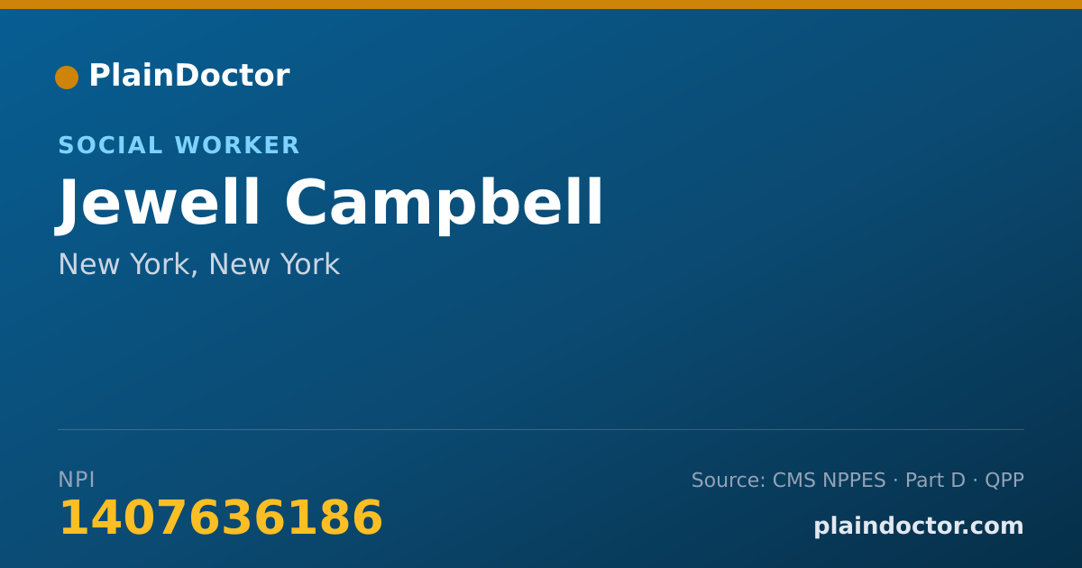 Shareable card for Jewell Campbell - Social Worker, New York, NY