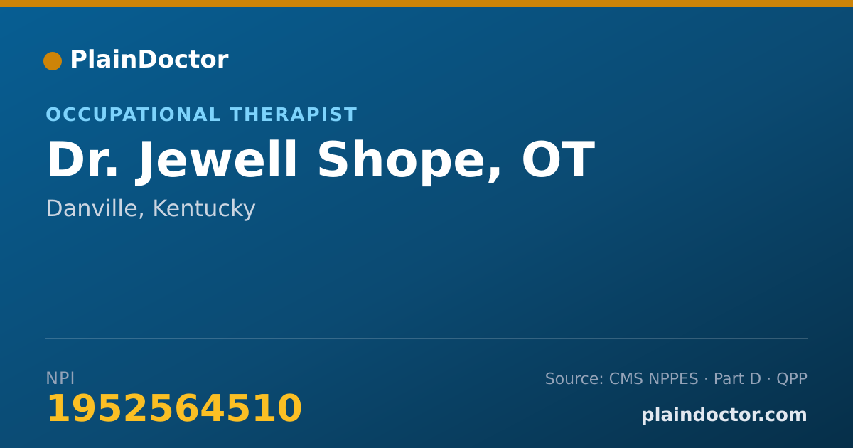 Shareable card for Jewell Shope, OT - Occupational Therapist, Danville, KY