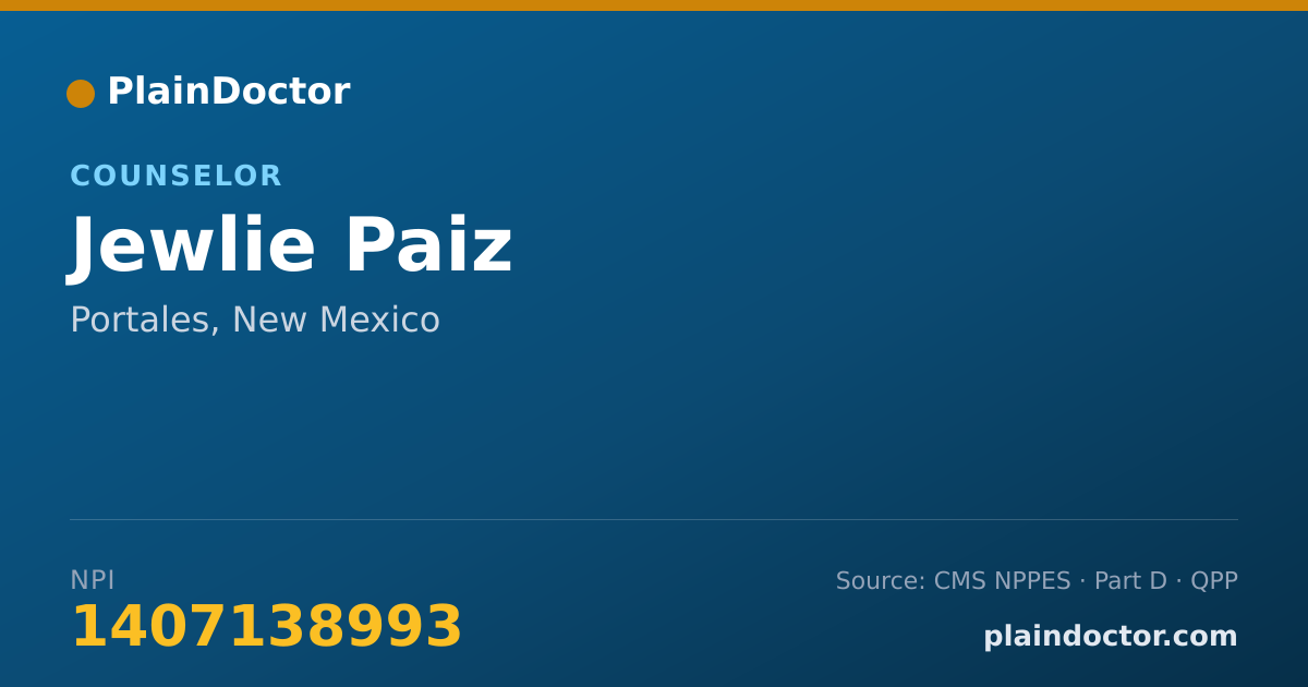 Shareable card for Jewlie Paiz - Counselor, Portales, NM