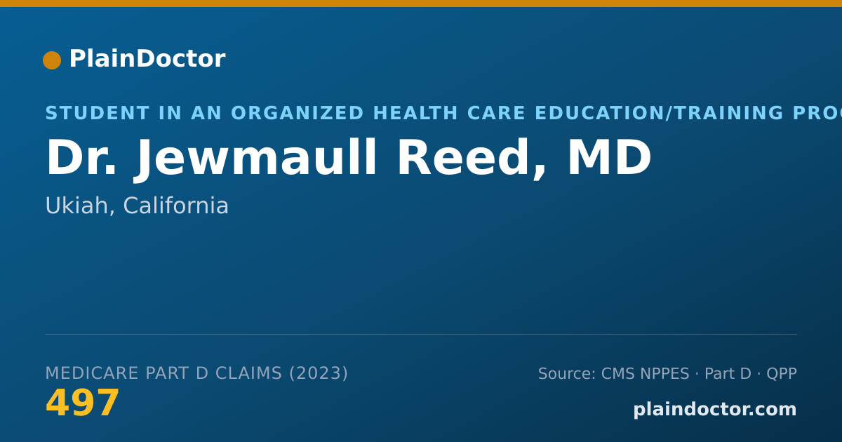 Shareable card for Jewmaull Reed, MD - Student in an Organized Health Care Education/Training Program, Ukiah, CA