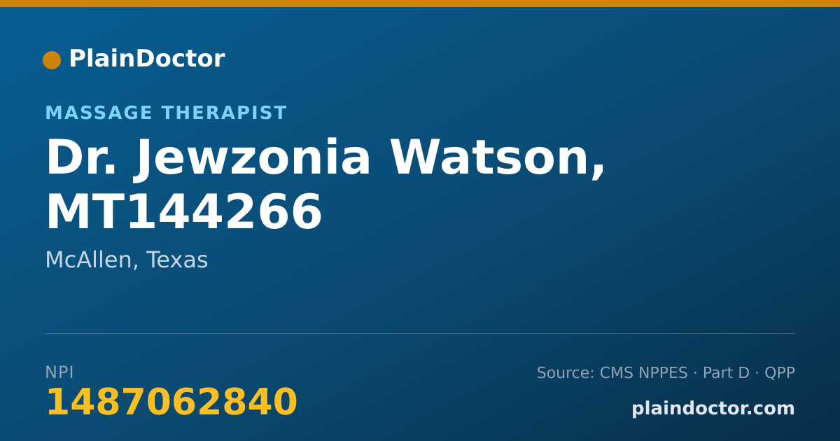 Shareable card for Jewzonia Watson, MT144266 - Massage Therapist, McAllen, TX