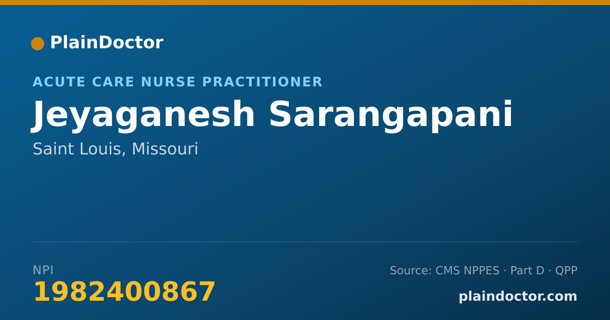 Shareable card for Jeyaganesh Sarangapani - Acute Care Nurse Practitioner, Saint Louis, MO