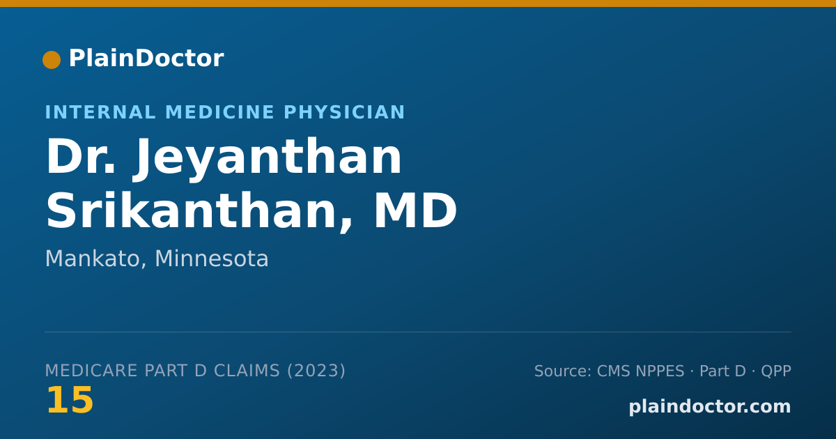 Shareable card for Jeyanthan Srikanthan, MD - Internal Medicine Physician, Mankato, MN