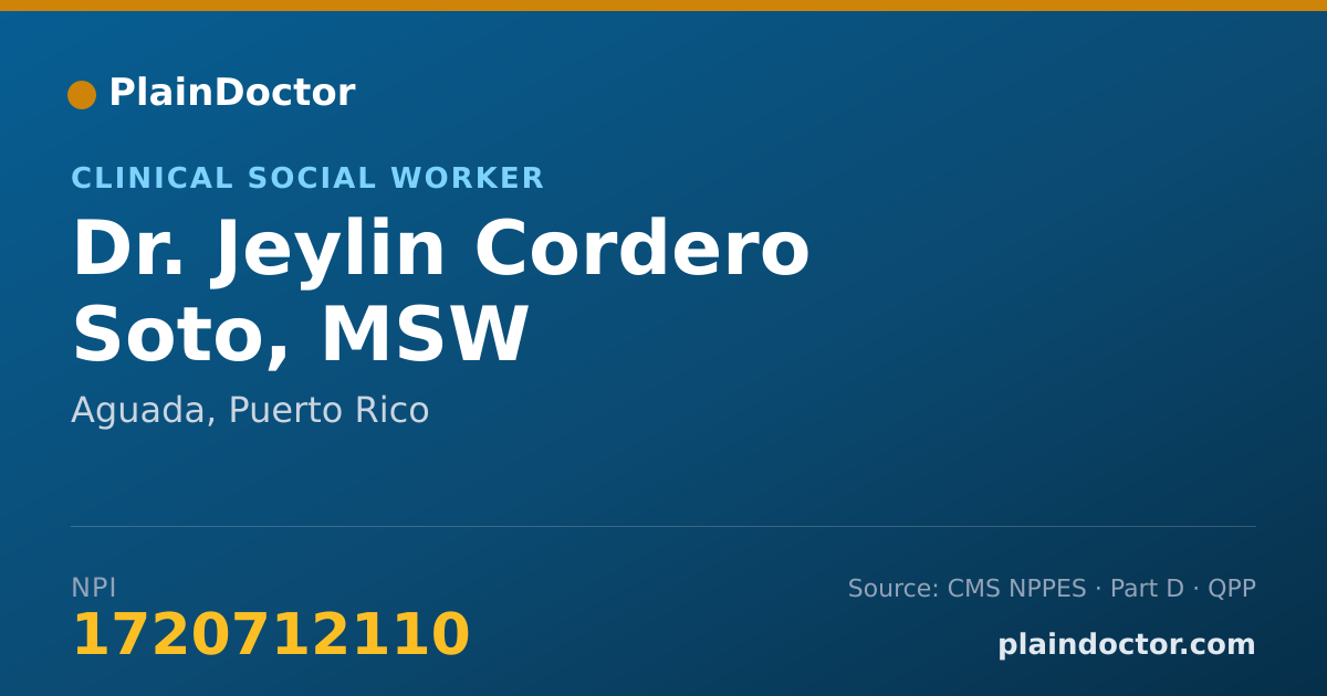 Shareable card for Jeylin Cordero Soto, MSW - Clinical Social Worker, Aguada, PR