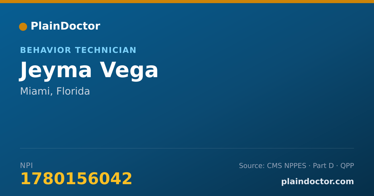 Shareable card for Jeyma Vega - Behavior Technician, Miami, FL