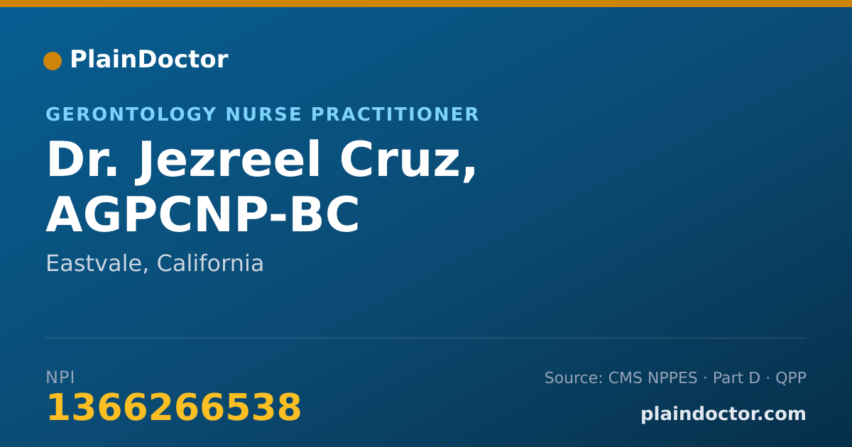 Shareable card for Jezreel Cruz, AGPCNP-BC - Gerontology Nurse Practitioner, Eastvale, CA