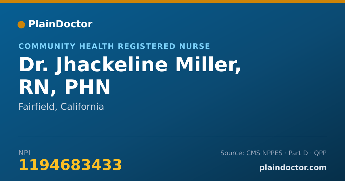 Shareable card for Jhackeline Miller, RN, PHN - Community Health Registered Nurse, Fairfield, CA