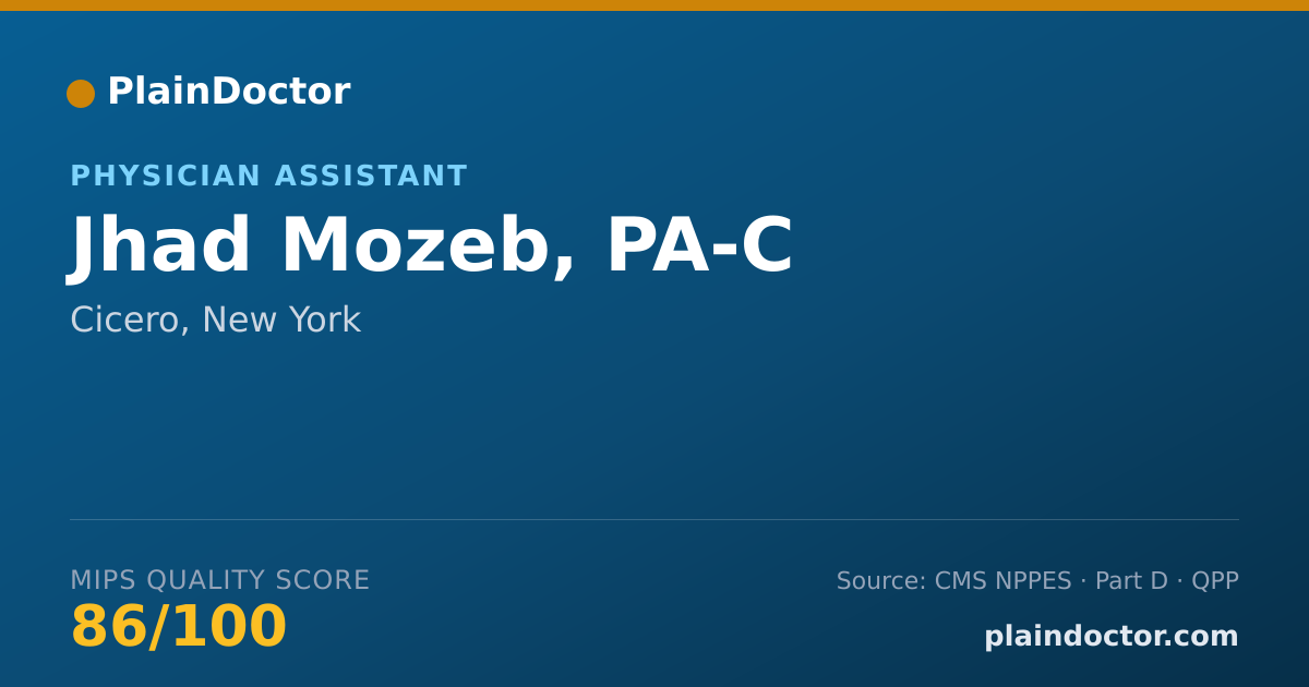 Shareable card for Jhad Mozeb, PA-C - Physician Assistant, Cicero, NY