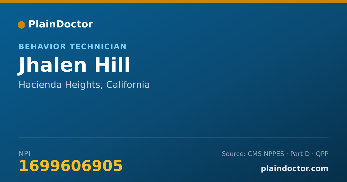 Shareable card for Jhalen Hill - Behavior Technician, Hacienda Heights, CA
