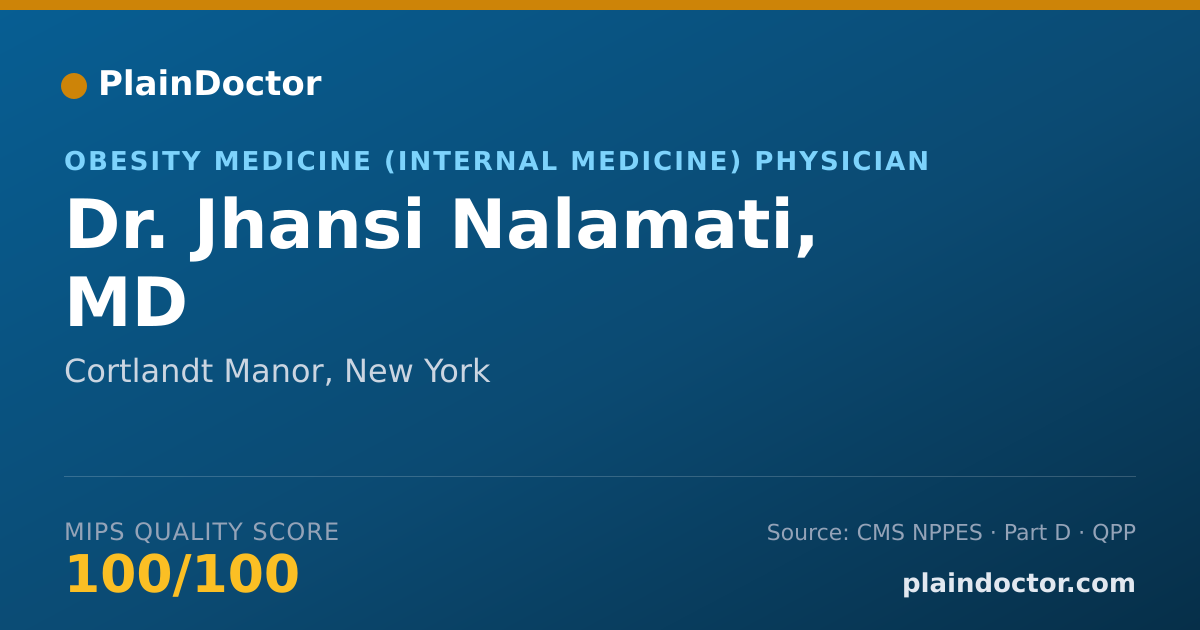 Shareable card for Jhansi Nalamati, MD - Obesity Medicine (Internal Medicine) Physician, Cortlandt Manor, NY