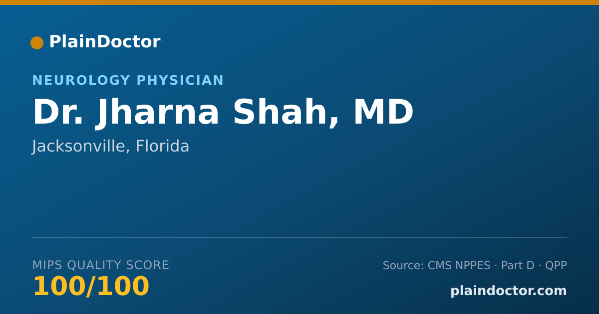 Shareable card for Jharna Shah, MD - Neurology Physician, Jacksonville, FL