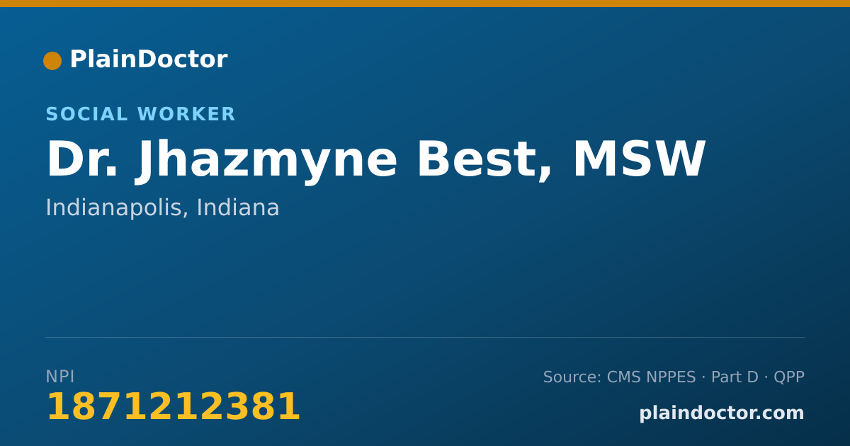 Shareable card for Jhazmyne Best, MSW - Social Worker, Indianapolis, IN