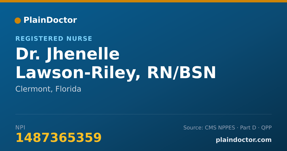 Shareable card for Jhenelle Lawson-Riley, RN/BSN - Registered Nurse, Clermont, FL