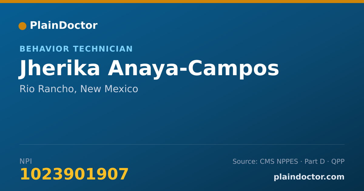 Shareable card for Jherika Anaya-Campos - Behavior Technician, Rio Rancho, NM