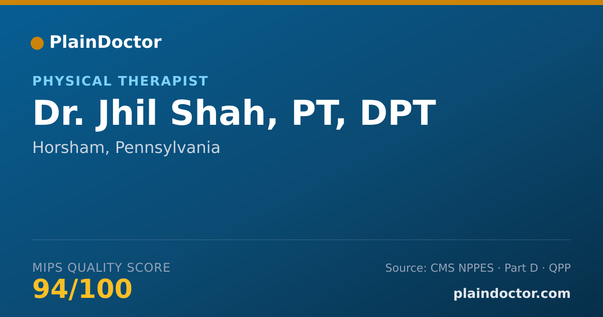 Shareable card for Jhil Shah, PT, DPT - Physical Therapist, Horsham, PA