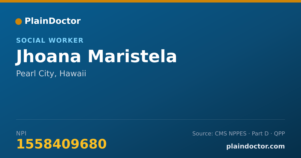Shareable card for Jhoana Maristela - Social Worker, Pearl City, HI