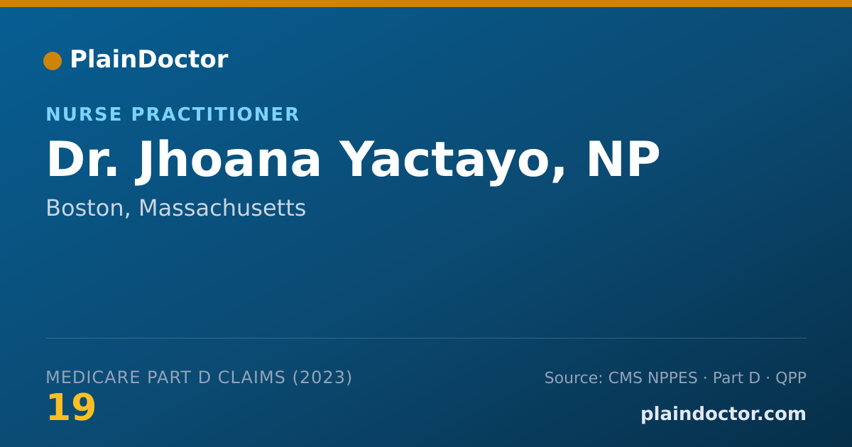 Shareable card for Jhoana Yactayo, NP - Nurse Practitioner, Boston, MA