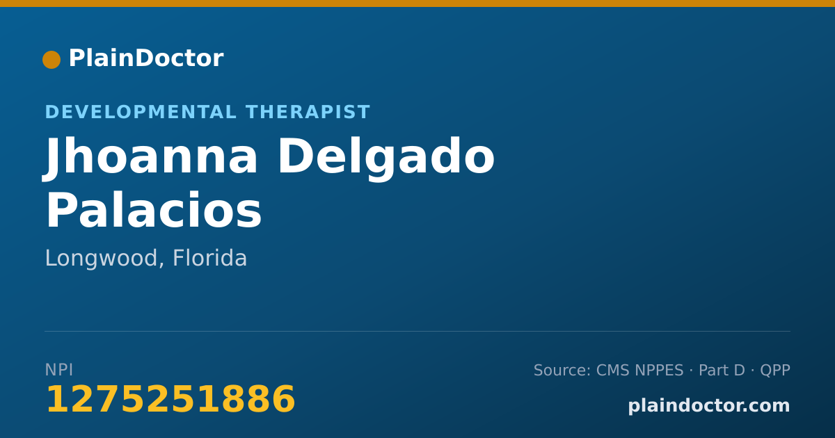 Shareable card for Jhoanna Delgado Palacios - Developmental Therapist, Longwood, FL