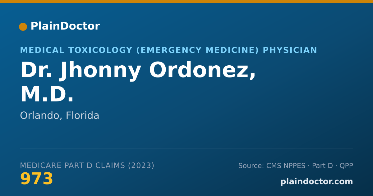 Shareable card for Jhonny Ordonez, M.D. - Medical Toxicology (Emergency Medicine) Physician, Orlando, FL